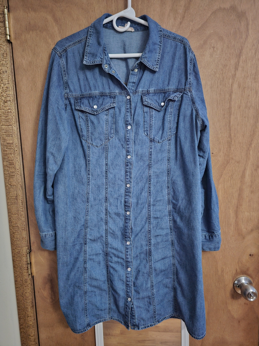 Classic Blue Denim Shirt Dress - Women's